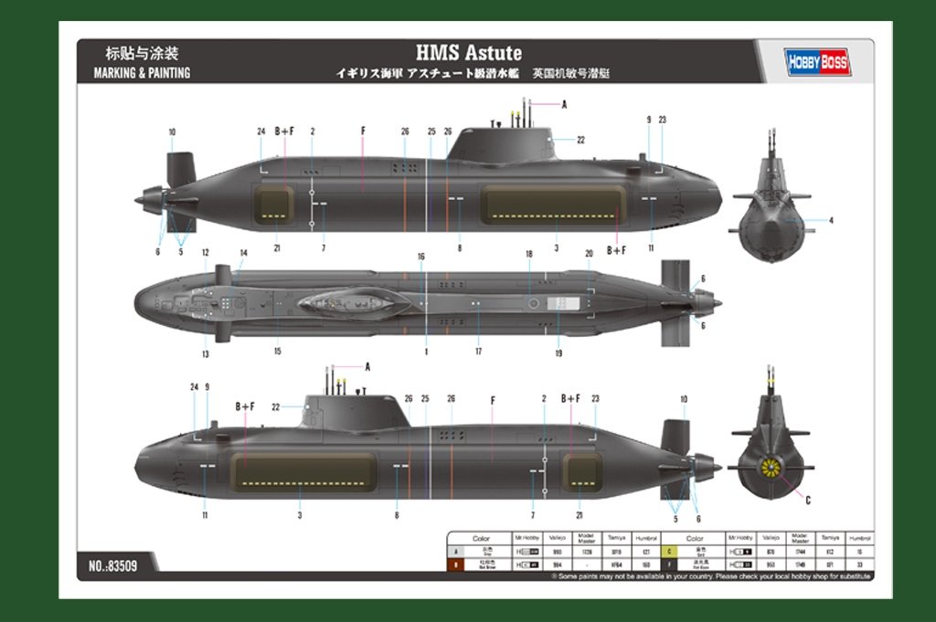 Hobby Boss 83509 HMS Astute class submarine 1/350 – Bild 2