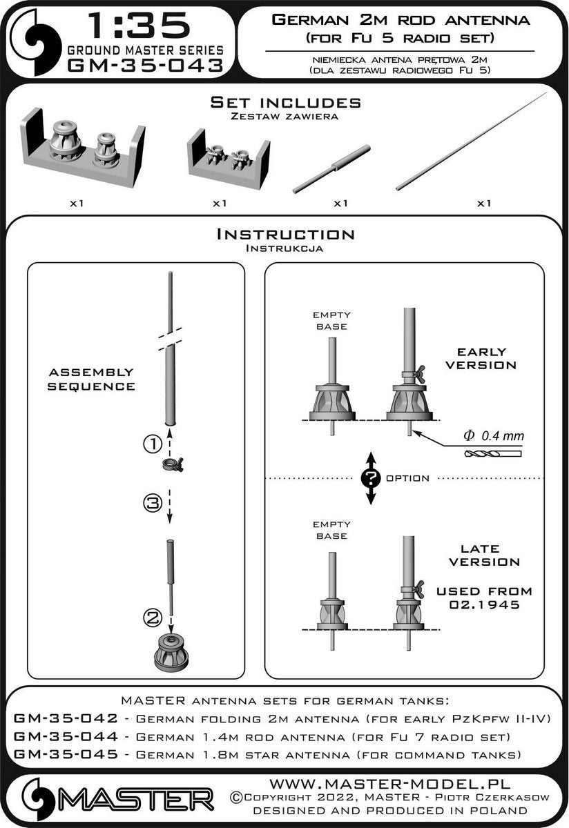 Master GM-35-043 German WWII 2m rod antenna (for Fu 5 radio set) (1pcs) 1/35 – Bild 7