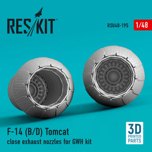 RESKIT RSU48-0195 F-14 (B,D) « TOMCAT » TUYAUX D&amp;#39;ÉCHAPPEMENT FERMÉS POUR MAQUETTE GWH (IMPRIMÉE EN 3D) 1/48 – image 3