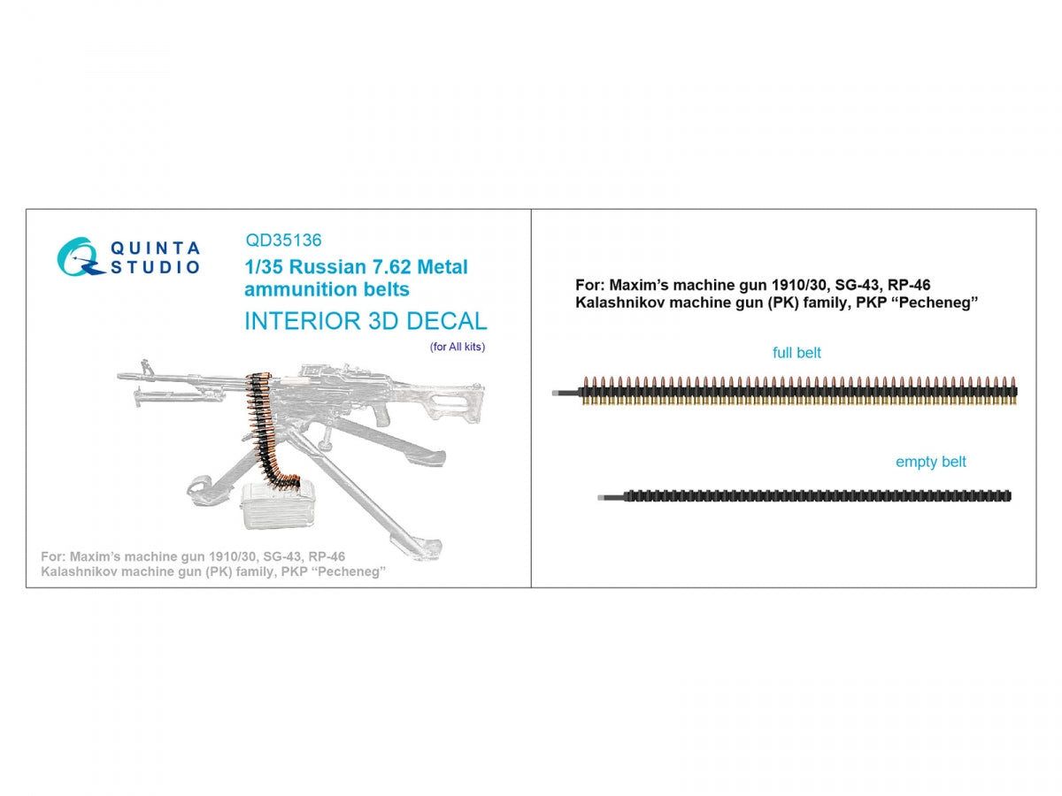Quinta Studio QD35136 Russian 7.62 Metal ammunition belts (All kits) 1/35 – imagen 2