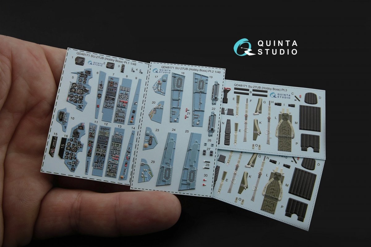 Quinta Studio QD48171 Su-27UB 3D-Printed &amp;amp; coloured Interior on decal paper (for HobbyBoss kit) 1/48 – immagine 2