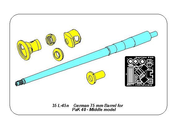 Aber 35L-045N German 75mm Barrel for Pak40 - middle model 1/35 – immagine 2