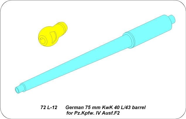 Aber 72L-12 Lufa 75mm KwK 40 L/43 do czołgu Panzer IV Ausf.F2 / German tank barrel 75mm KwK 40 L/43 for Pz.Kpfw. IV Ausf. F2 1/72 – imagen 4