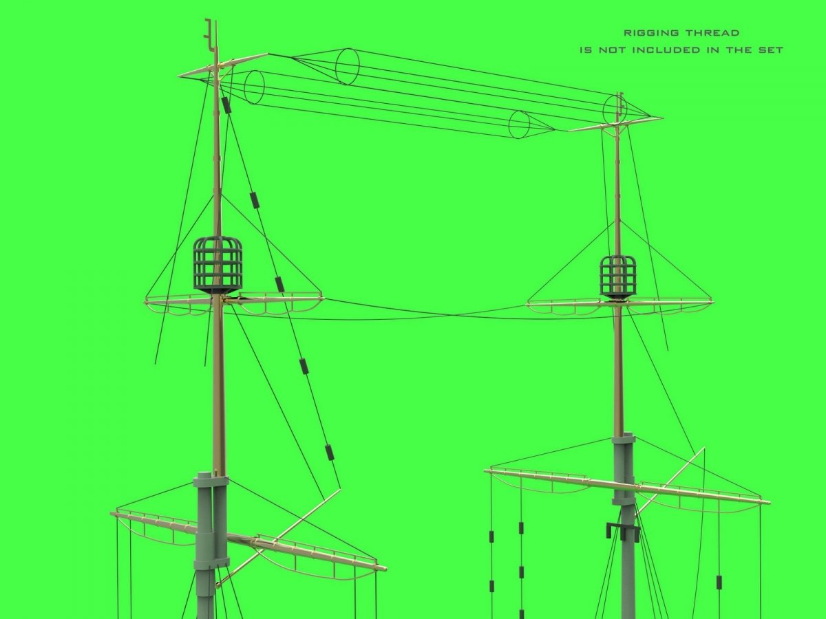 Master SM-350-117 SMS Viribus Unitis - masts, yards and other turned and resin parts set (for Trumpeter kit) 1/350 – immagine 2