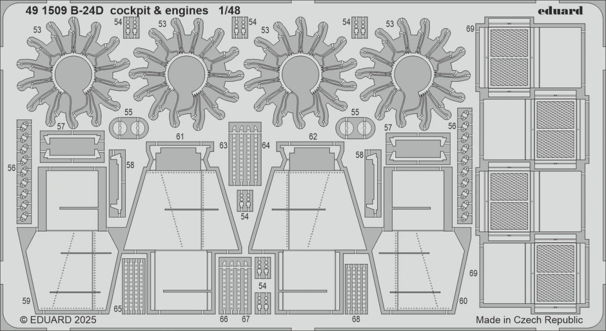 Eduard 491509 B-24D cockpit & engines HOBBY BOSS 1/48
