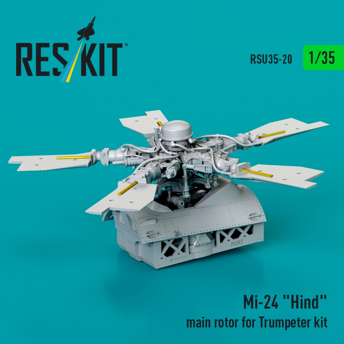 RESKIT RSU35-0020 Mi-24 "Hind" main rotor for Trumpeter kit (3D Printed) 1/35