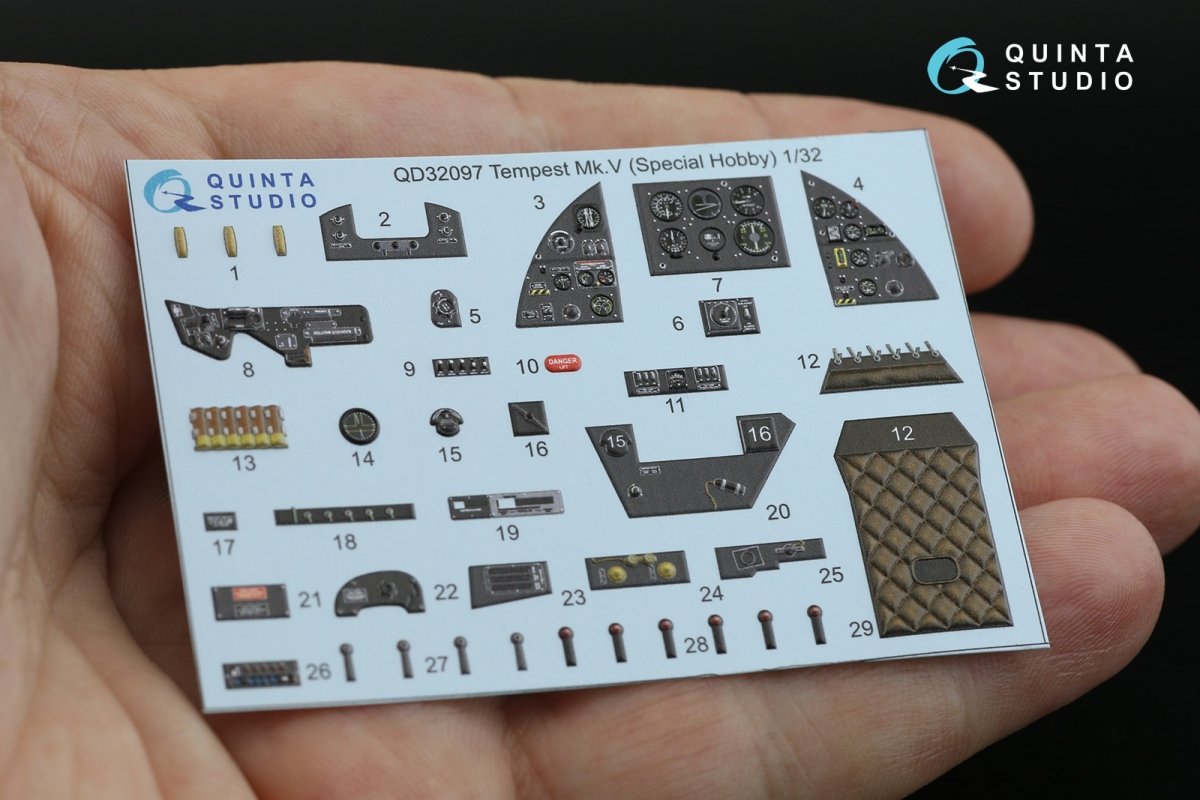 Quinta Studio QD32097 Tempest Mk.V 3D-Printed &amp;amp; coloured Interior on decal paper (Special Hobby/Revell) 1/32 – immagine 7