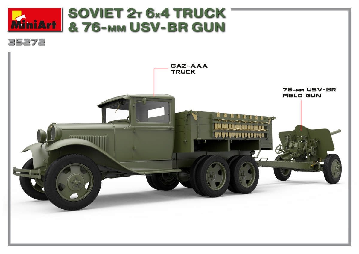 MiniArt 35272 SOVIET 2T 6X4 TRUCK &amp;amp; 76-mm USV-BR GUN 1/35 – Bild 3