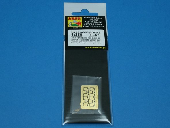 Aber 350L-47 Set of 16 pcs 2cm barrels for German Flakvierling 38 with shields 1/350 – immagine 4