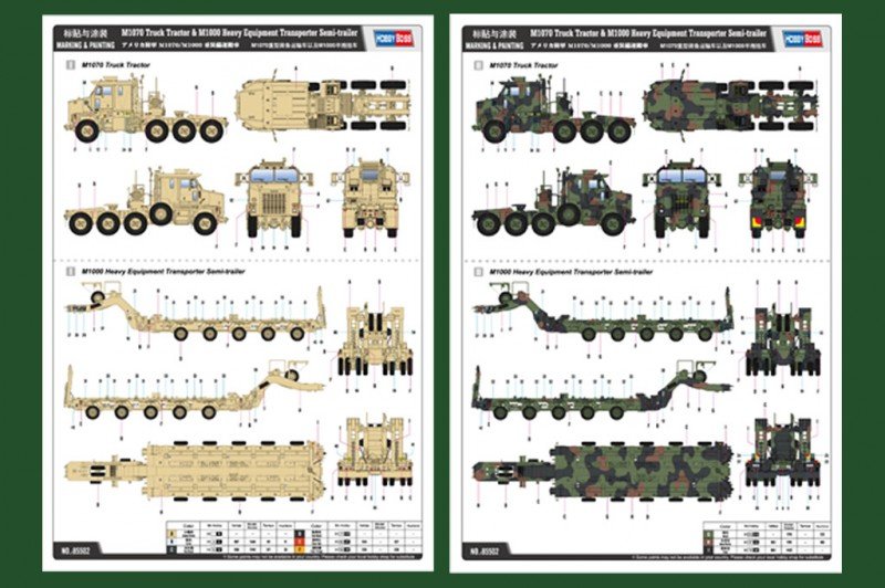 Hobby Boss 85502 M1070 Truck Tractor and M1000 HET Semi-trailer 1/35 – zdjęcie 14