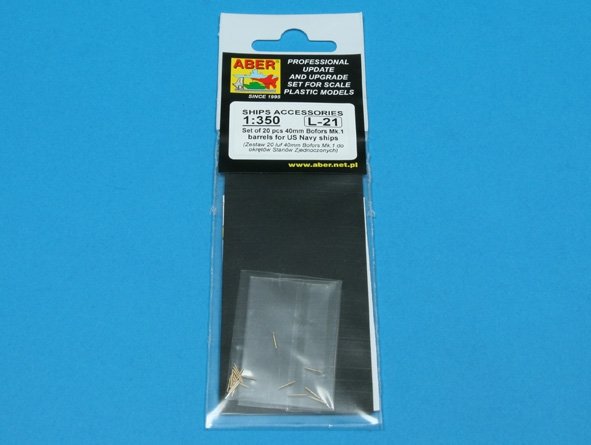 Aber 350L-21 Set of 20 pcs 40 mm Bofors Mk.1 barrels for US Navy ships 1/350 – immagine 6