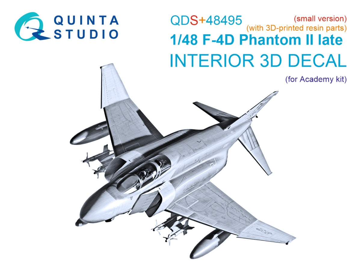 Quinta Studio QDS+48495 F-4D late Phantom II 3D-Printed & coloured Interior on decal paper (Academy) (Small version) (with 3D-printed resin parts) 1/48