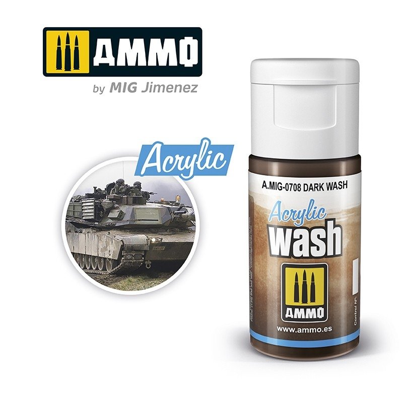 AMMO de Mig Jimenez 0708 LAVAGE ACRYLIQUE Teinte foncée 15 ml