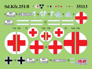 ICM 35114 Krankenpanzerwagen Sd.Kfz.251/8 Ausf.A WWII German Ambulance with Military Medical Personnel 1/35 – immagine 14