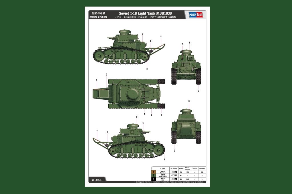 Hobby Boss 83874 Soviet T-18 Light Tank MOD1930 1/35 – imagen 2