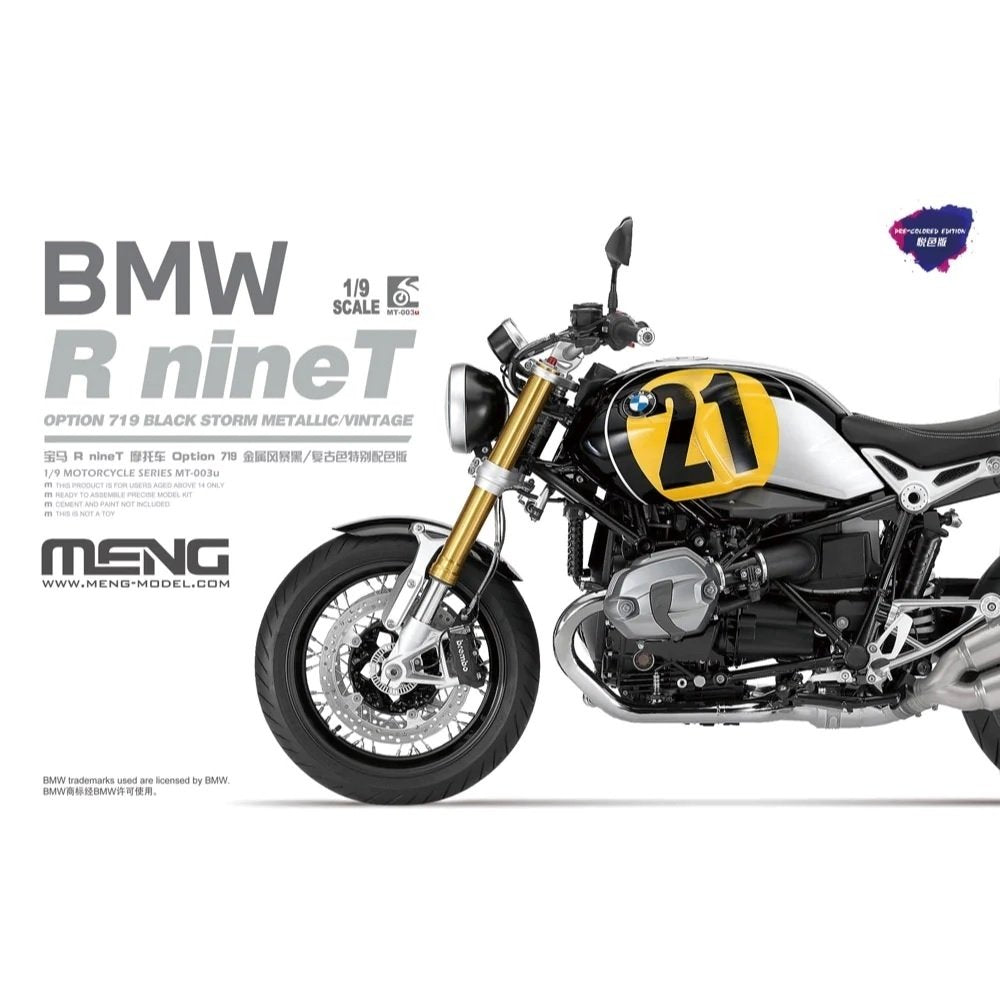 Meng Model MT-003u BMW R nineT Option 719 Black Storm Metallic Vintage Édition Pré-colorée 1/9