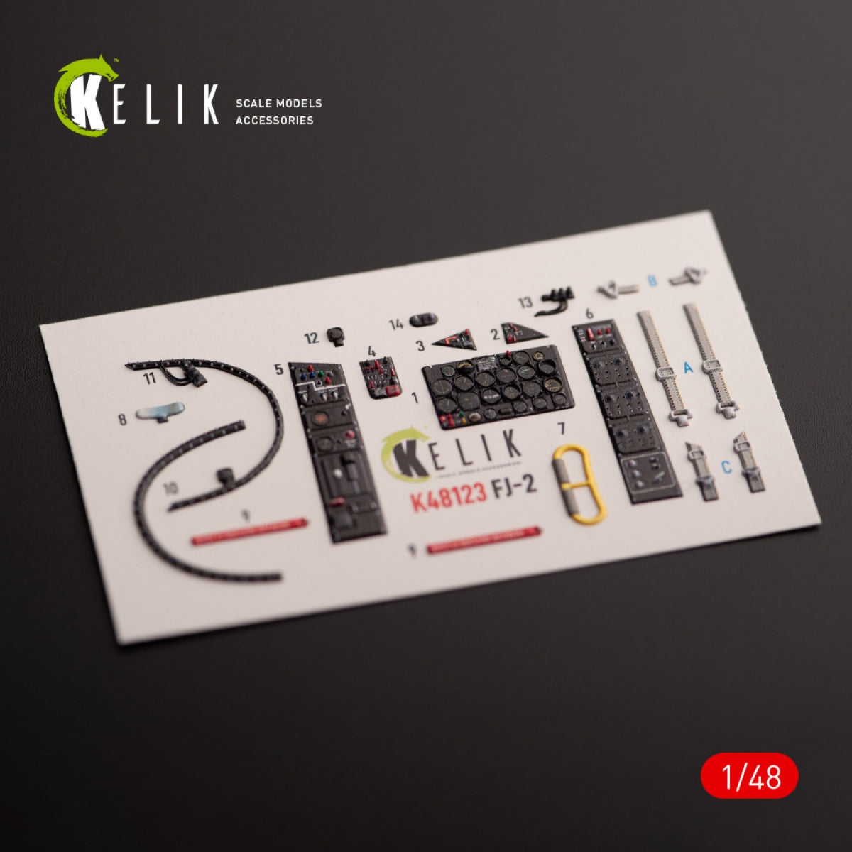 KELIK K48123 FJ-2 - interior 3D decals for Italeri kit 1/48