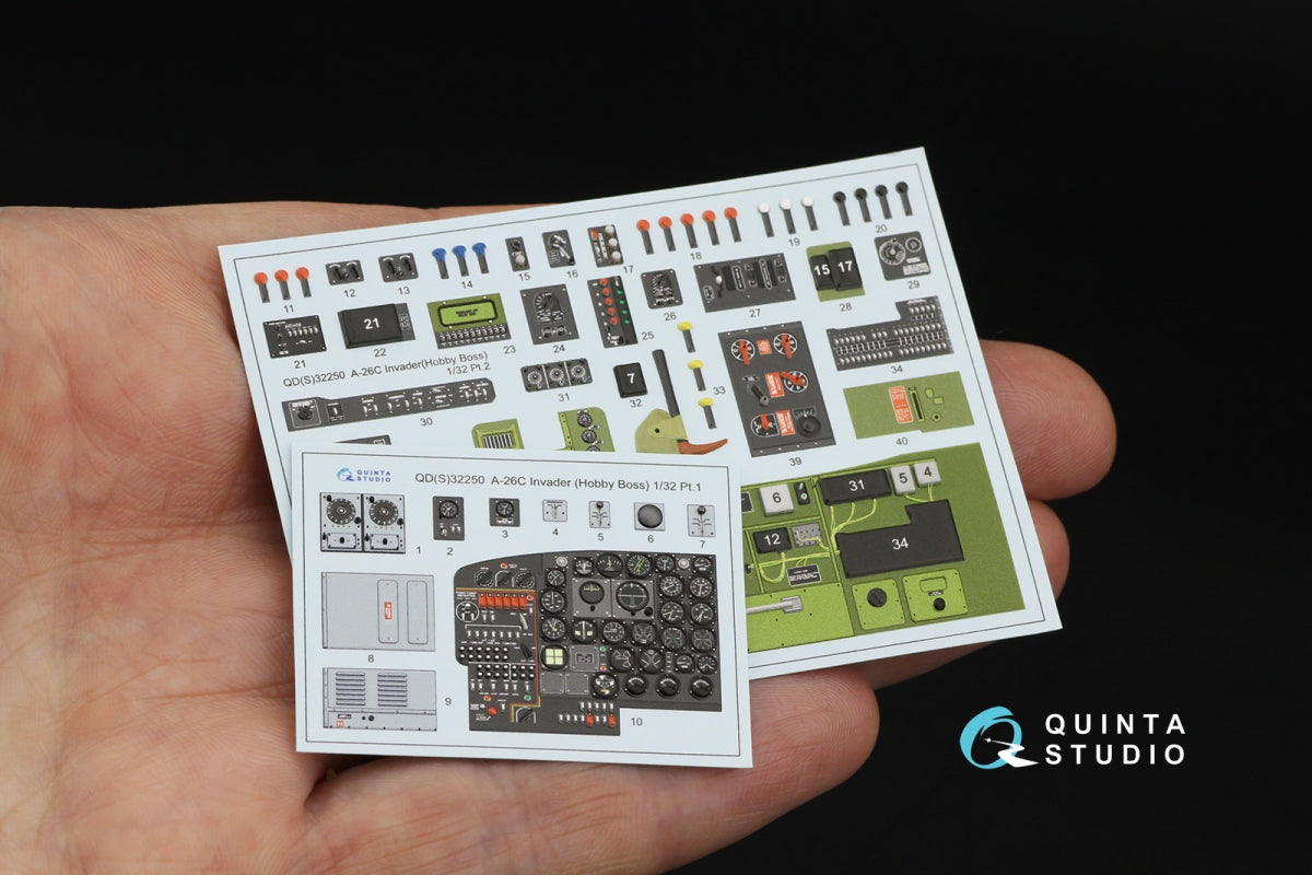 Quinta Studio QDS-32250 A-26C Invader 3D-Printed &amp;amp; coloured Interior on decal paper (Hobby Boss) (with 3D-printed resin parts) 1/32 – immagine 2