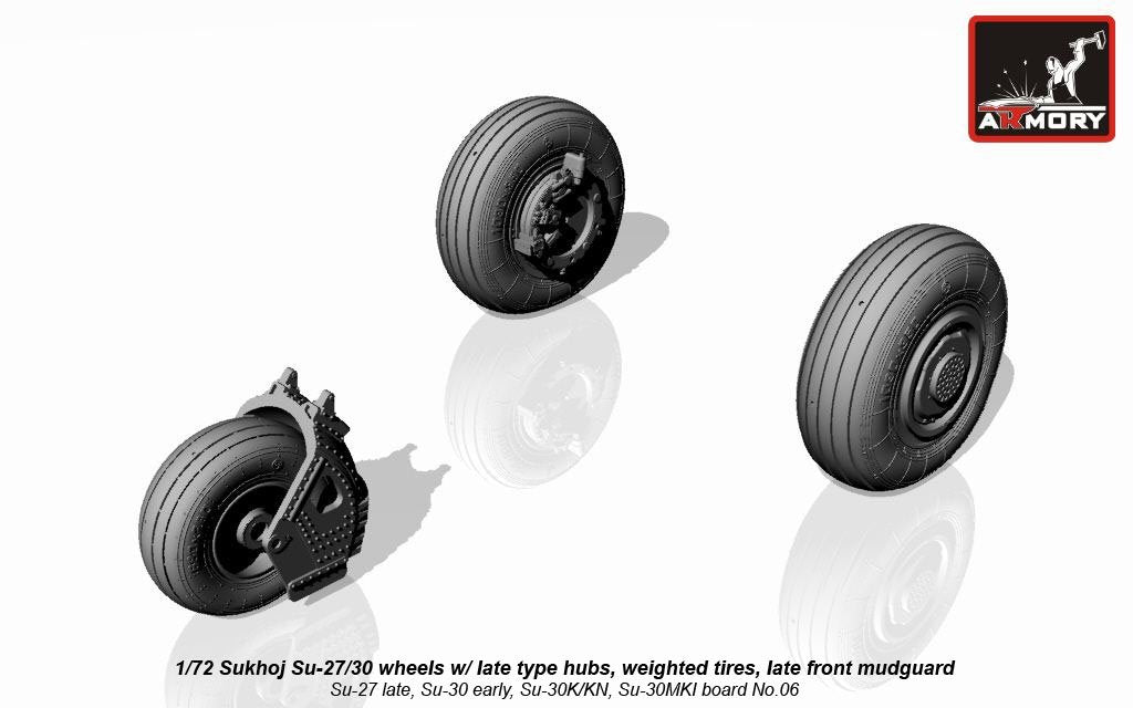 Armory Models AW72033 Sukhoj Su-27/30 Flanker wheels w/ late type hubs, weighted tires, late front mudguard 1/72 – zdjęcie 4