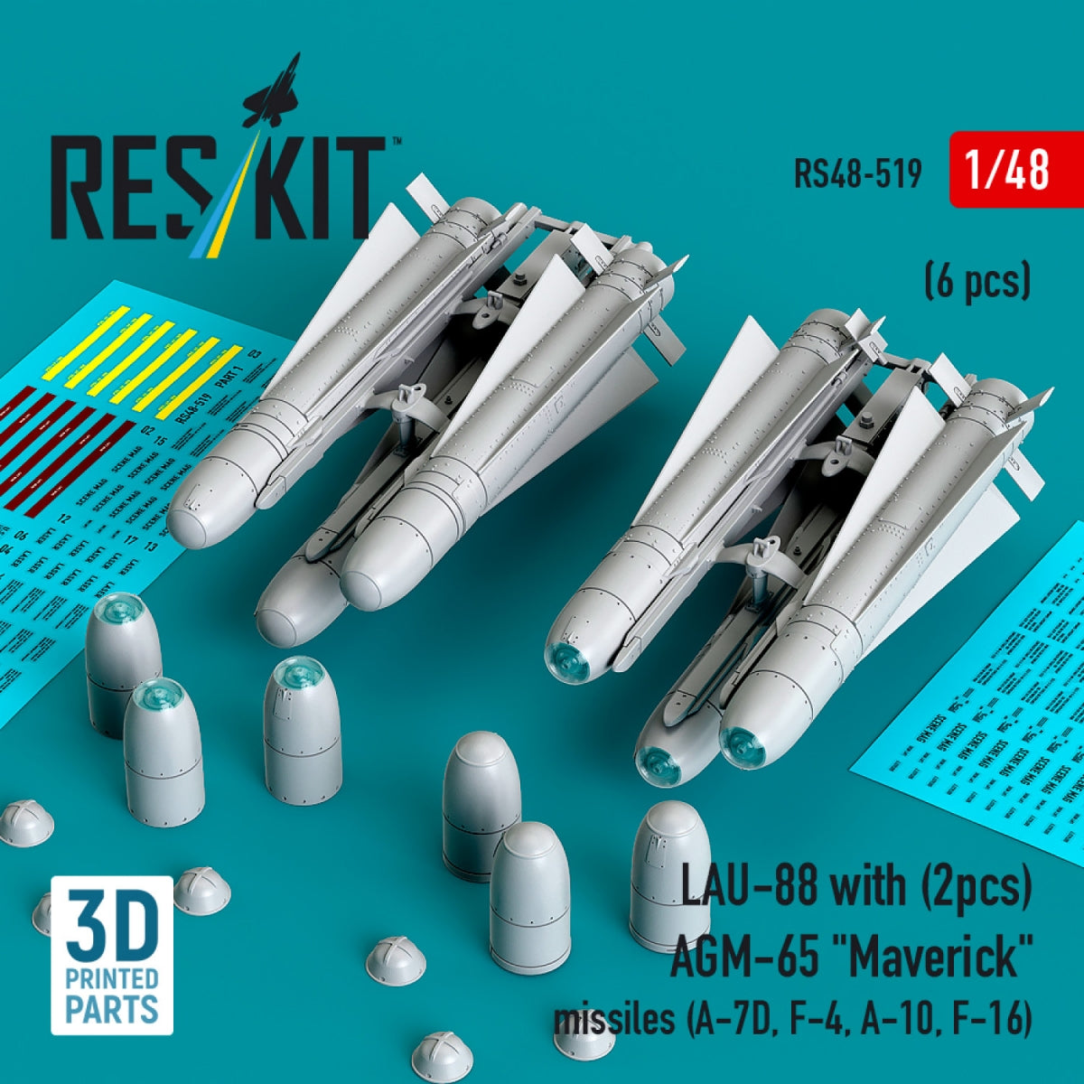 RESKIT RS48-0519 AGM-142 "Popeye 2/Have Lite" missiles (2 pcs) (3D Printed) 1/48