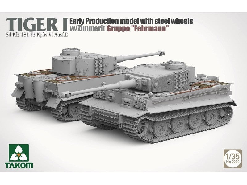 Takom 2202 Tiger I Sd.Kfz.181 Pz.Kpfw.VI Ausf.E - Early-Production Model With Steel Wheels And Zimmerit, Gruppe &amp;#39;Fehrmann&amp;#39; 1/35 – immagine 2