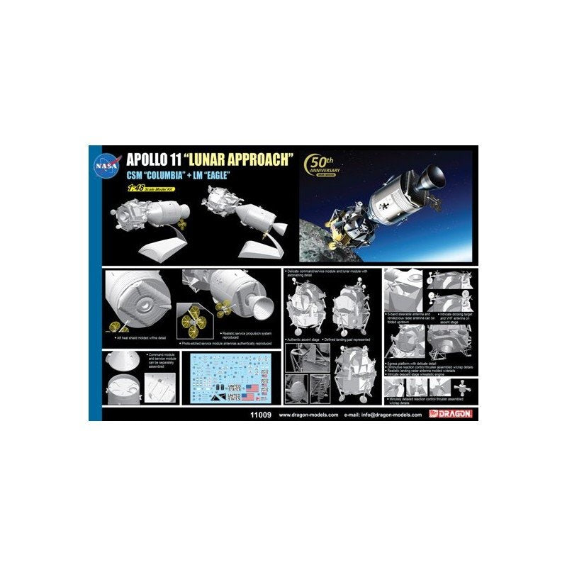 Dragon 11009 APOLLO 11 &amp;quot;LUNAR APPROACH&amp;quot; CSM &amp;quot;COLUMBIA&amp;quot; + LM &amp;quot;EAGLE&amp;quot; 1/48 – immagine 2