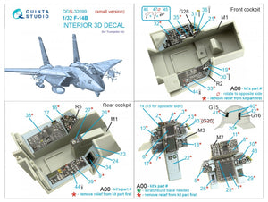 Quinta Studio QDS-32099 F-14B 3D-Printed &amp;amp; coloured Interior on decal paper (Trumpeter) (Small version) 1/32 – immagine 7