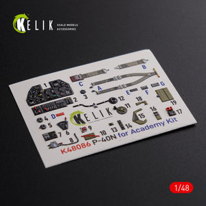 KELIK K48086 P-40N interior 3D decals for Academy kit 1/48