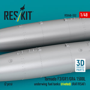 RESKIT RSU48-0552 Tornado F3/GR1/GR4 1500L underwing fuel tanks (riveted) (RAF/RSAF) (2 pcs) (3D Printed) 1/48