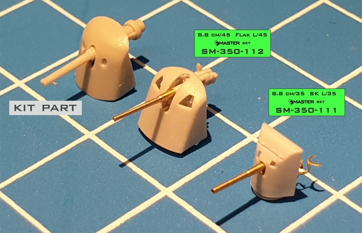 Master SM-350-112 Niemieckie działo 8,8cm/45 (3.46in) Flak L/45 1/350 – imagen 6