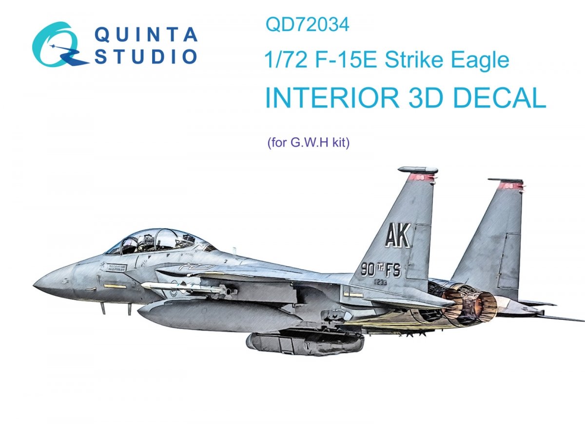 Quinta Studio QD72034 F-15E 3D-Printed &amp;amp; coloured Interior on decal paper (GWH) 1/72