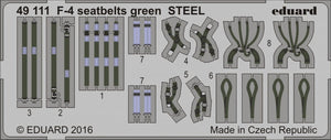 Ceintures de sécurité Eduard 49111 F-4, acier vert, échelle 1/48