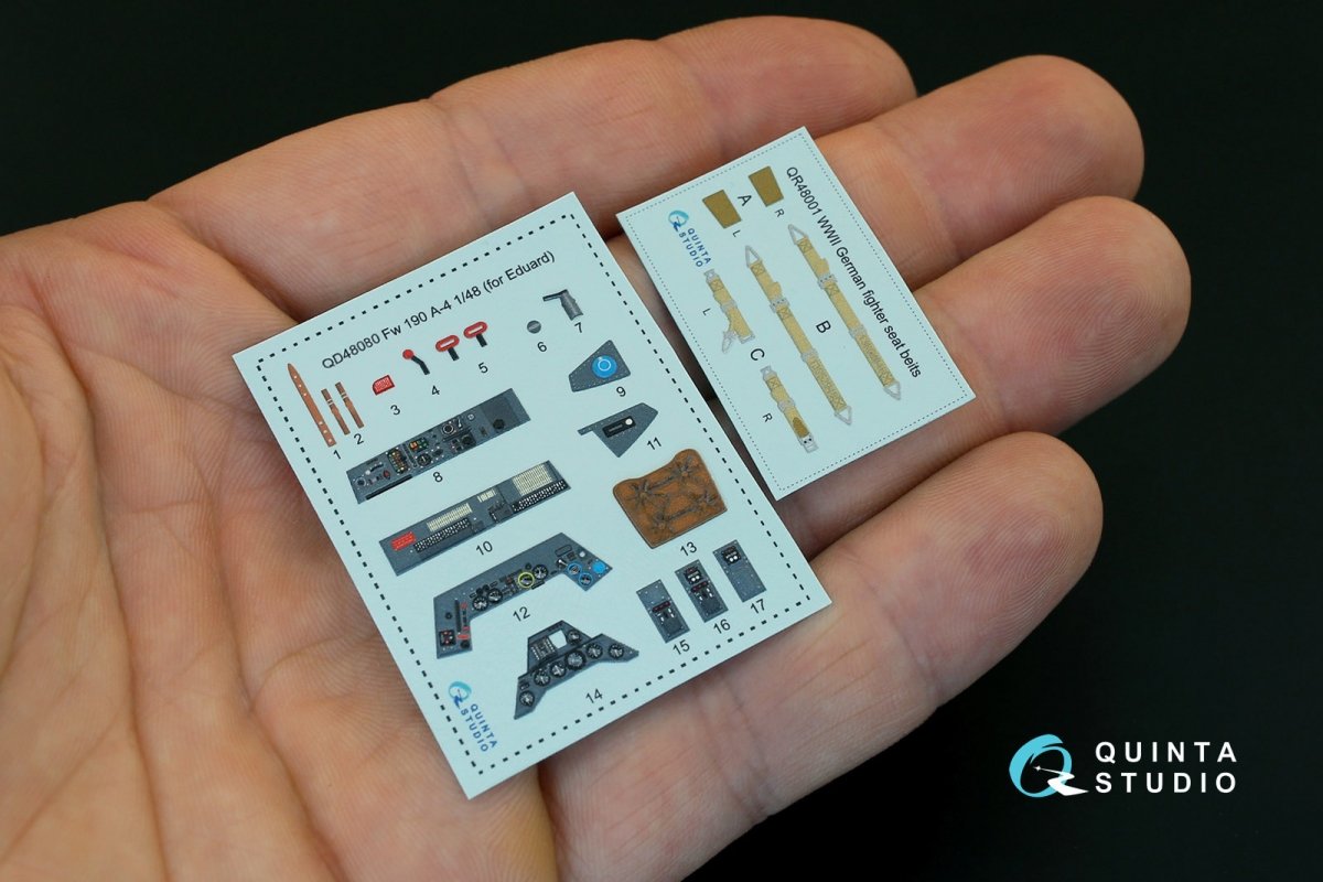 Quinta Studio QD48080 FW 190A-4 3D-Printed &amp;amp; coloured Interior on decal paper (for Eduard kit) 1/48 – immagine 11