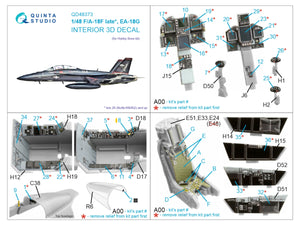 Quinta Studio QD48373 F/A-18F late / EA-18G 3D-Printed &amp;amp; coloured Interior on decal paper (Hobby Boss) 1/48 – imagen 2