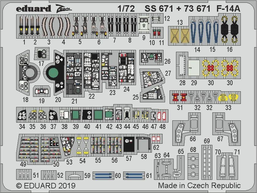 Eduard 73671 F-14A interior 1/72 HOBBY BOSS – immagine 2