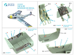Quinta Studio QD48499 Ta 183 3D-Printed &amp;amp; coloured Interior on decal paper (Academy) 1/48 – immagine 2