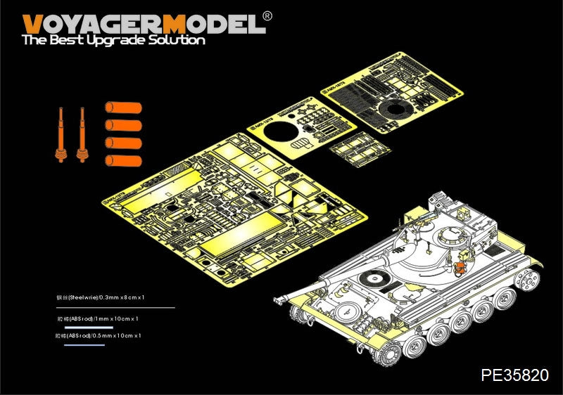 Maquette Voyager PE35820, char léger français moderne AMX-13/75 (avec lance-fumigènes et embase d'antenne inclus), pour maquette TAKOM 2036 au 1/35.