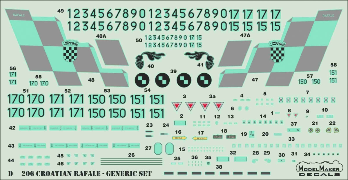 ModelMaker Decals D48206 Croatian Rafale - Generic set 1/48 – imagen 2