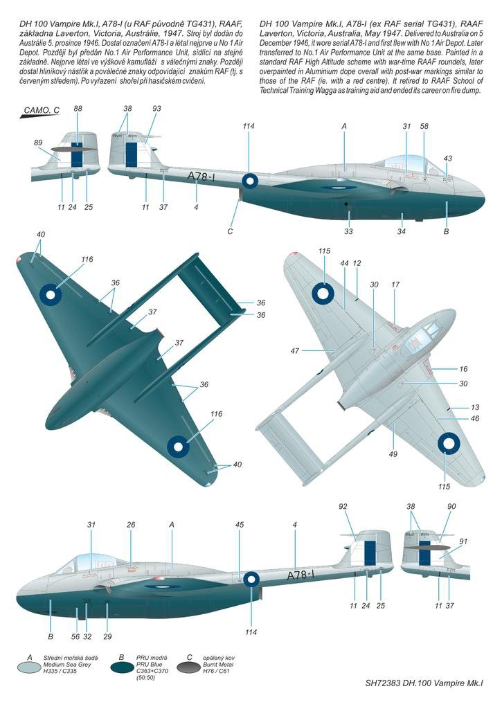 Special Hobby 72383 DH.100 Vampire Mk. I &amp;#39;RAF, RAAF and Armée de l&amp;#39;Air&amp;#39; 1/72 – Bild 3