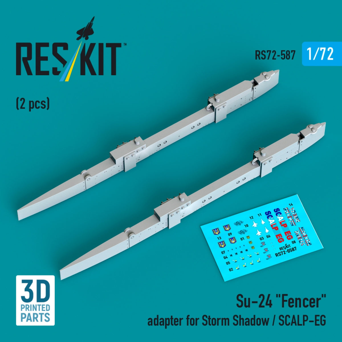 RESKIT RS72-0587 Su-24 "Fencer" adapter for Storm Shadow / SCALP-EG (2 pcs) (3D Printed) 1/72