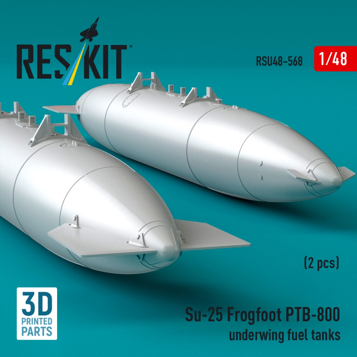 RESKIT RSU48-0568 Su-25 Frogfoot PTB-800 underwing fuel tanks (2 pcs) (3D Printed) 1/48
