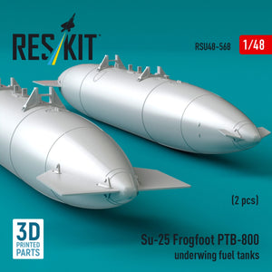RESKIT RSU48-0568 Su-25 Frogfoot PTB-800 underwing fuel tanks (2 pcs) (3D Printed) 1/48