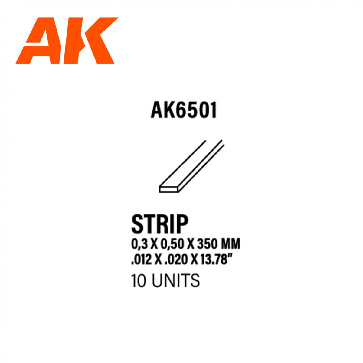 AK Interactive AK6501 BANDES 0,30 X 0,50 X 350MM – BANDE DE STYRÈNE – (10 UNITÉS)