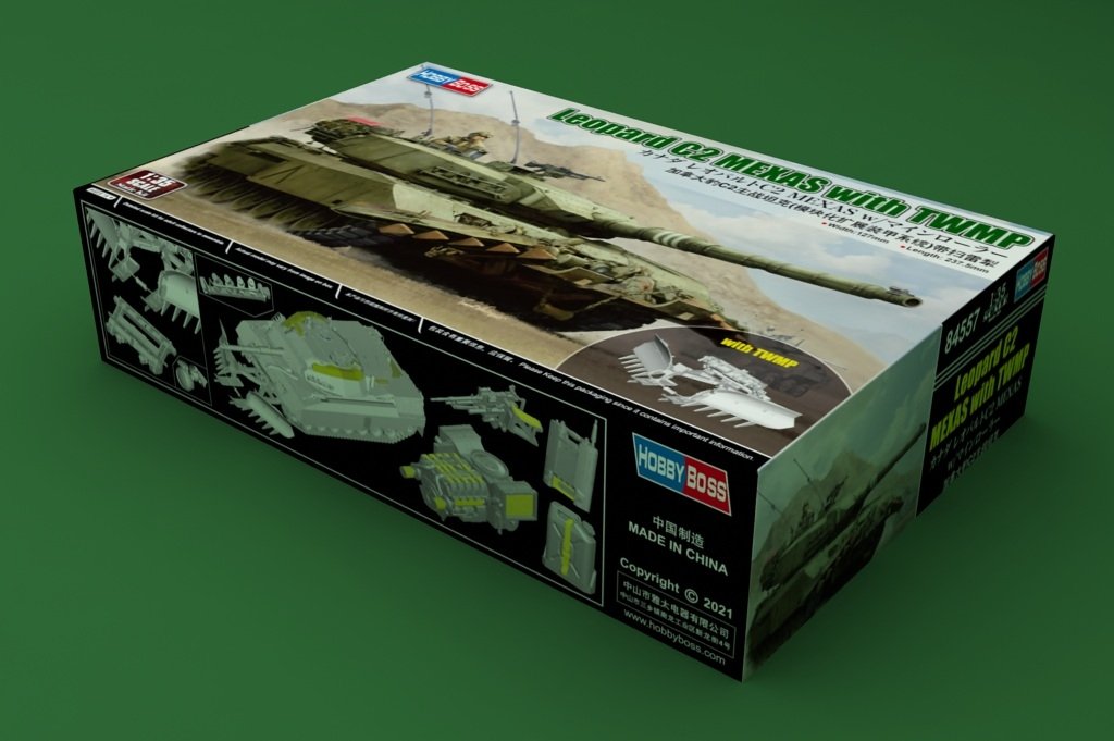 Hobby Boss 84557 Leopard C2 MEXAS with TWMP Track Width Mine Plow 1/35 – immagine 2
