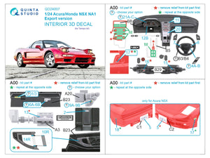 Quinta Studio QD24007 Acura-Honda NSX NA1 Export version 3D-Printed &amp;amp; coloured Interior on decal paper (Tamiya) 1/24 – Bild 2