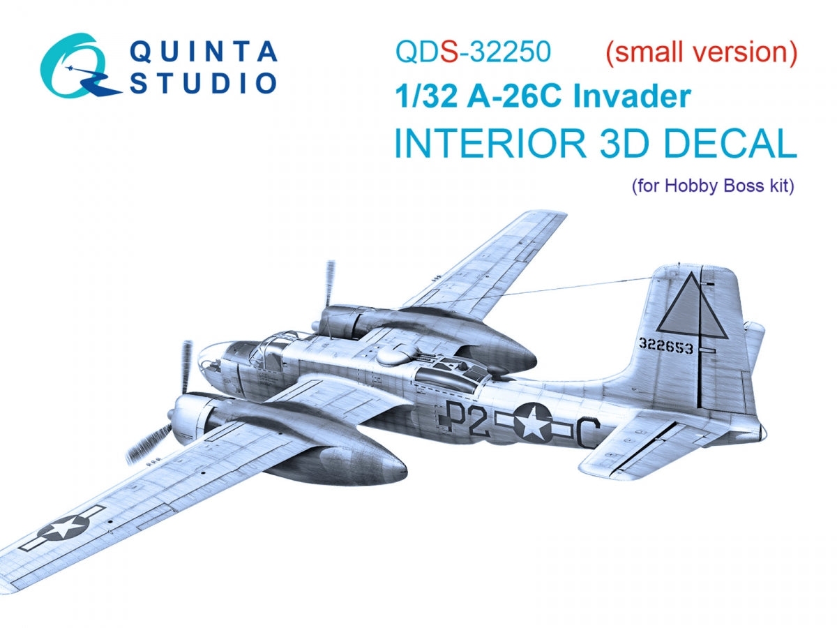 Quinta Studio QDS-32250 A-26C Invader 3D-Printed & coloured Interior on decal paper (Hobby Boss) (with 3D-printed resin parts) 1/32