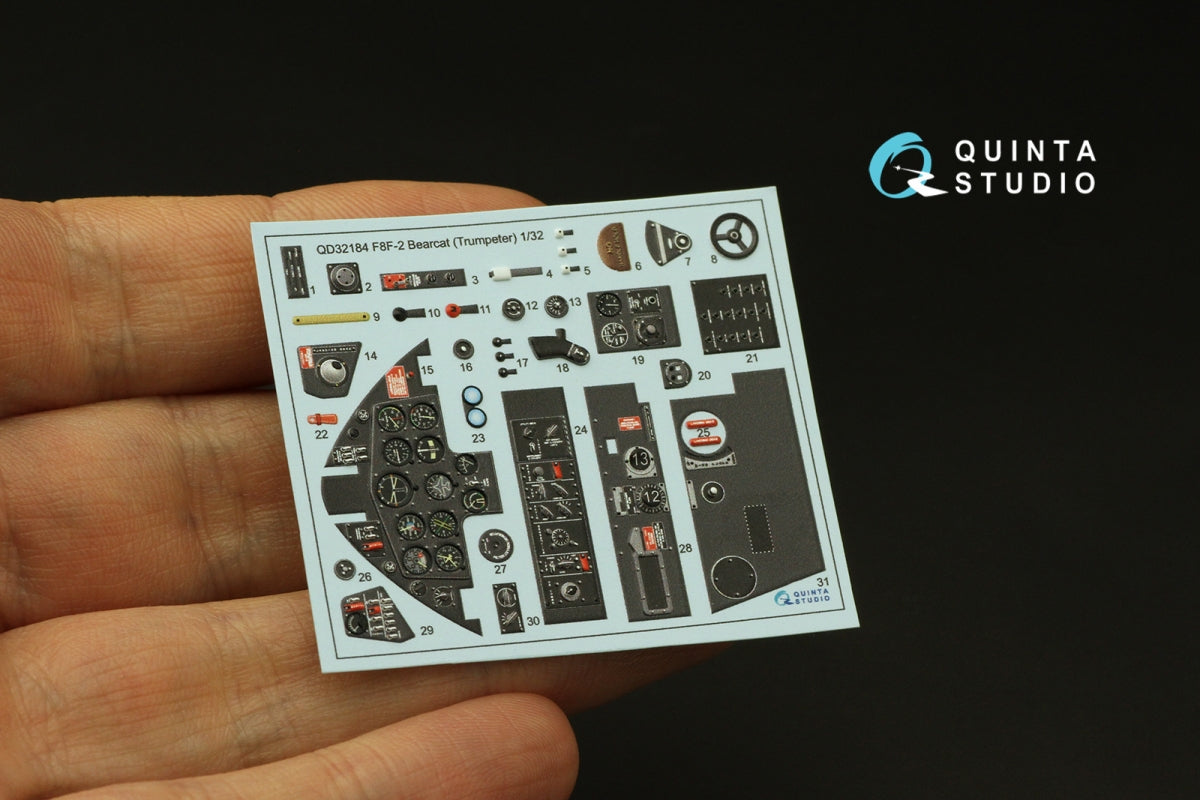 Quinta Studio QD32184 F8F-2 Bearcat 3D-Printed coloured Interior on decal paper (Trumpeter) 1/32 – immagine 4