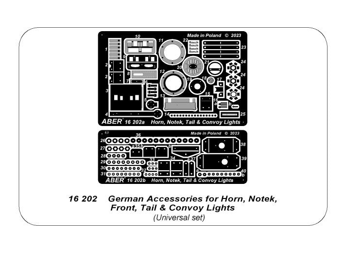 Aber 16202 German Accessories for Horn, Notek, Front, Tail Convoy Lights 1/16 – immagine 3