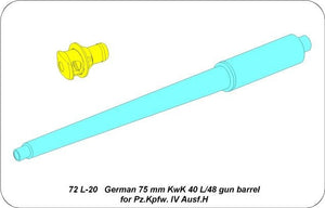 Aber 72L-20 Lufa 75mm KwK40L/48 do czołgu Panzer IV Ausf.H / German 75mm KwK 40 L/48 gun barrel for Pz.Kpfw. IV Ausf.H 1/72 – immagine 4