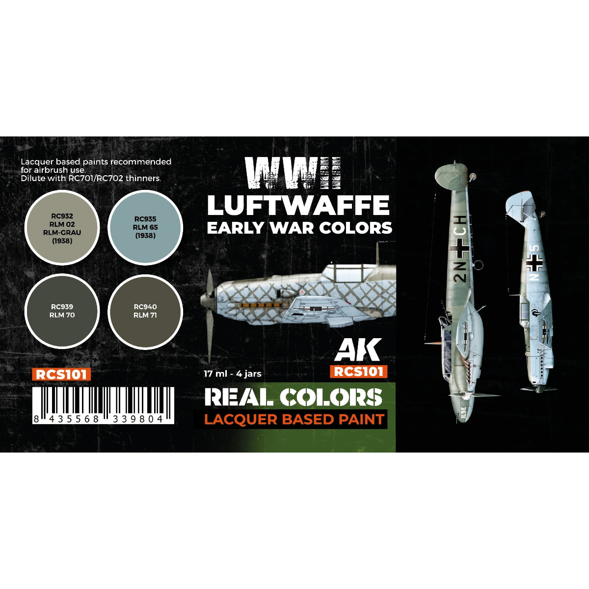 AK Interactive RCS101 WWII Luftwaffe Early War Colors 4x17ml – Bild 2